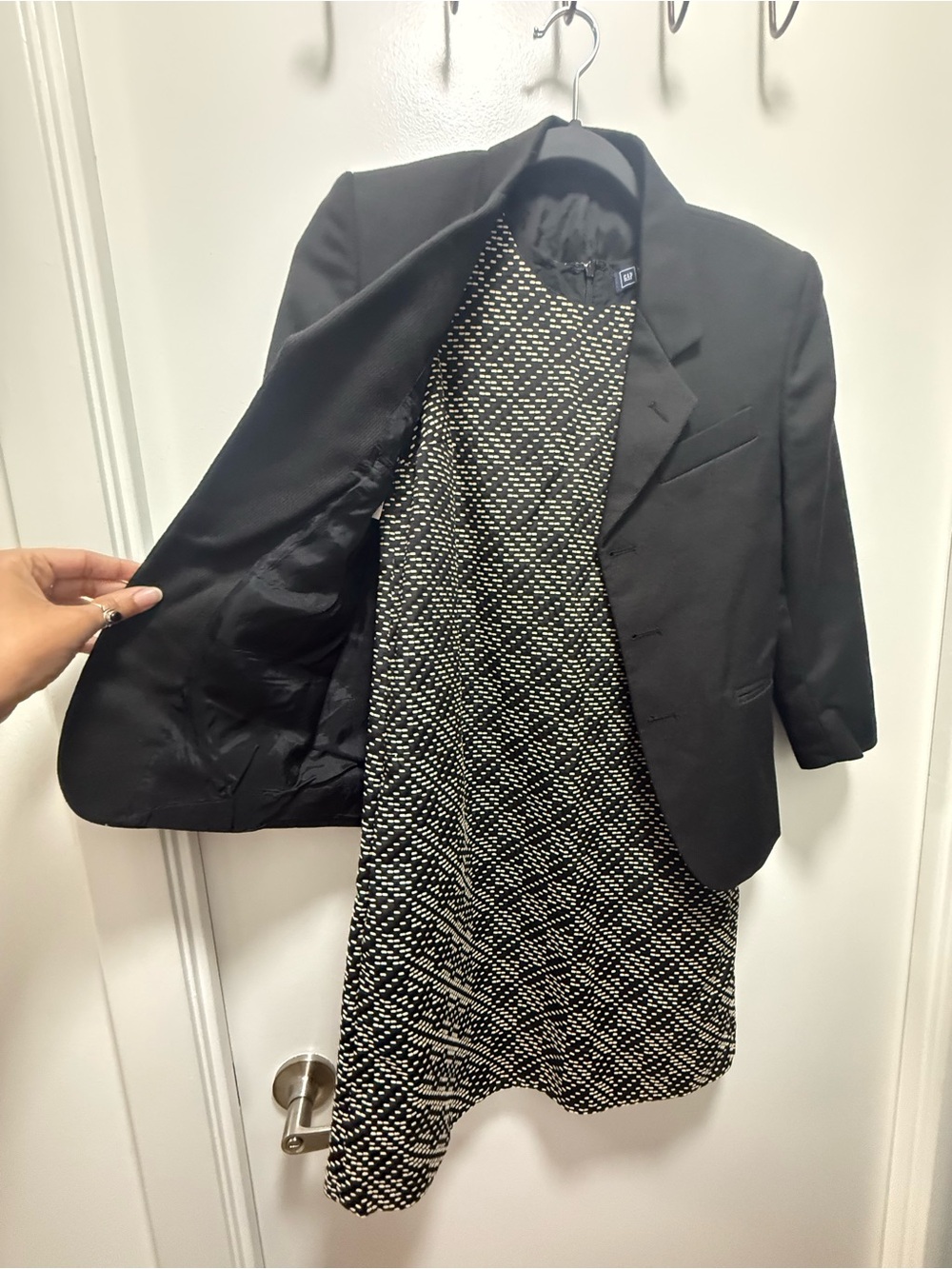2pc Instant Office Look Perry Ellis Black 3/4 Sleeve Blazer GAP Geometric Shift